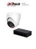 DAHUA PFS3005-5GT - Switch Gigabit de 5 Puertos No Administrable/ Capa 2/ 10/100/1000 Base-T/ Switching 10G/ + DH-IPC-HDW1439V-A-IL Cámara IP Eyeball 4 MP/ Iluminador dual inteligente/ Detección Humana/IR 30m/LED 30m/2.8 mm/Micrófono/PoE/IP67/
