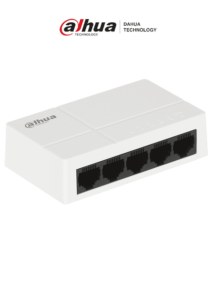 DAHUA PFS3005-5GT-L - Switch para Escritorio 5 Puertos/ Gigabit Ethernet/ 10/100/1000/ Diseño Compacto/ Capa 2/ Switching 10 Gbps/ Velocidad de Reenvio de Paquetes 7.44 Mbps/ Blanco/ SwitchDpxv