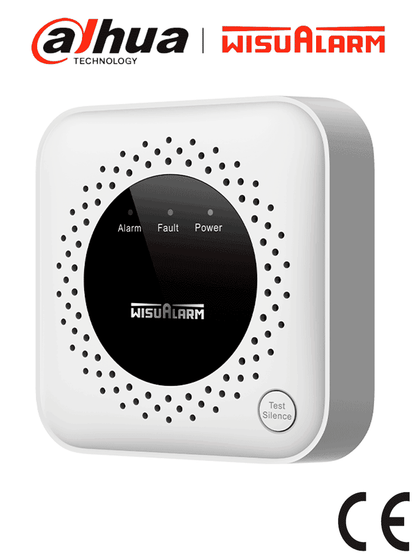 DAHUA WISUALARM DHI-HY-GB40A -Detector de gas propano C₃H₈ autónomo, sensor de gas catalítico, salida de relevador, salida de válvula, detección de temperatura ambiente, alarma de 70 dB, LED indicadores, certificación CE, LoNuevo Wisualarm WR