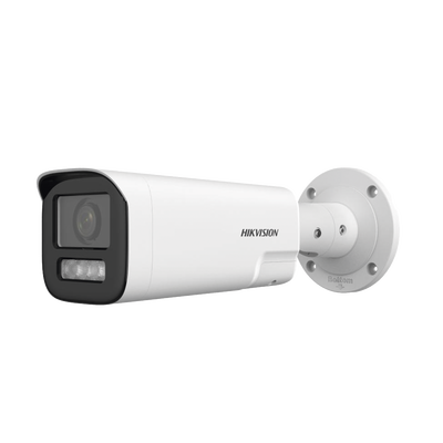 Bala IP 4 Megapíxel / Lente Mot. 2.8 a 12 mm / Dual Light (50 mts IR + 50 mts Luz Blanca) / ACUSENSE Lite / Audio de Dos Vías / Luz Intermitente y Alerta de Audio / Exterior IP67 / WDR 120 dB / PoE / ONVIF / Micro SD