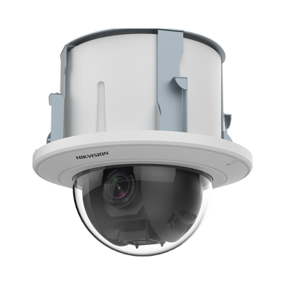 Domo PTZ IP 2 Megapixel / 25X Zoom / Uso en Plafon / ACUSENSE / DARKFIGHTER / IK10 / Entrada y Salida de Audio y Alarmas / WDR 120 dB / HLC / EIS / PoE+ / Metal / microSD