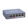 Switch Monitoreable PoE+ / 4 puertos 100 Mbps PoE+ / 1 Puerto 100 Mbps Uplink / PoE hasta 250 Metros / 60 Watts / Conexión Remota desde Hik-PartnerPro