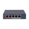 Switch PoE+ / Administrable / 4 Puertos 10/100 Mbps PoE+ / 1 Puerto 10/100 Mbps Uplink / Configuración Nube Hik-PartnerPro / Modo Extendido hasta 300 Metros / 45 W