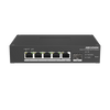 Switch PoE+ Industrial de Escritorio / Administrable / 4 Puertos 10/100 Mbps PoE+ / 1 Puerto 1000 Mbps Uplink / 1 Puertos SFP / Configuración Nube Hik-PartnerPro / Modo Extendido hasta 300 Metros / 60 Watts