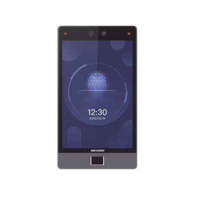 Terminal Facial Min Moe 8 Touch con Lector de Huellas / Delgada y Estética / PoE / 100,000 rostros / Exterior IP65 / Función de Videoportero y Lectura de Códigos QR / Lectura de tarjetas / HIK-IA