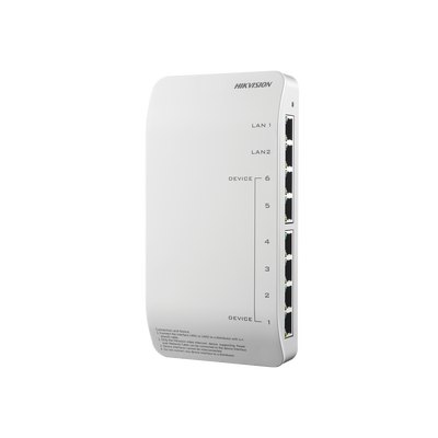 Distribuidor PoE (propietario) de Audio y Vídeo / Soporta Hasta 6 dispositivos / Compatible con Frente de Calle y Monitor IP HIKVISION