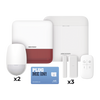 (AX PRO) KIT de Alarma AX PRO con GSM (3G/4G), Wi-Fi y Ethernet / Incluye: 1 Hub con batería de respaldo / 2 Sensores PIR / 3 Contactos Magnéticos Slim / 1 Control Remoto / 1 Sirena Roja Inalambrica Exterior