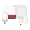 (AX PRO) KIT de Alarma AX PRO / Incluye: 1 Hub con batería de respaldo / 2 Sensores PIR / 3 Contactos Magnéticos mini / 1 Control Remoto / 1 Sirena Inalambrica Exterior color rojo / WiFi / Compatible con Hik-Connect P2P