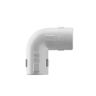 Unión en L (Codo) para tubería rígida, recomendado para cable eléctrico, PVC Auto-extinguible, de 32 mm