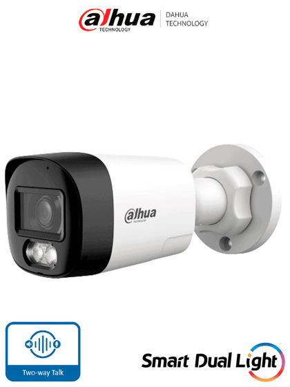 DAHUA DH-HAC-HFW1200RL-IL-T - Camara Bullet de 2 Megapixeles/ Audio Bidireccional/ Iluminación Dual Inteligente Hasta 30m/ Lente de 2.8mm Apertura de 111°/ Policarbonato/ LoNuevo