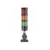 Torre LED Indicadora de estado de 3 niveles color Rojo, Ámbar y Verde, con Buzzer integrado a 85 dB, a 110-240 VCA con Montaje incluido de 60 mm de diámetro