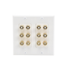 Placa de Pared | Postes de Unión Tipo Banana | Conexión para 6 Altavoces | Fácil Instalación | Conectores Chapados en Oro
