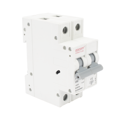 Protección Térmica/ Interruptor 2P, 63 A, Corriente Alterna 400 Vca para Aplicación Fotovoltaica Montaje Riel DIN