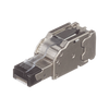 Plug RJ45 Blindado, Instalación Recta, Terminación en Campo Certificable, Compatible con Cat5e, Cat6 y Cat6A, Color Plata, Paquete de 10 Piezas