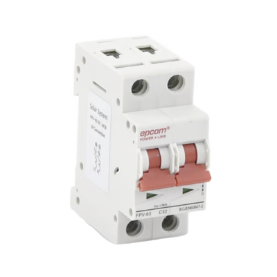 Protección Térmica/ Interruptor 2P, 32A, Corriente Directa 800 Vcc para Aplicación Fotovoltaica Montaje Riel DIN