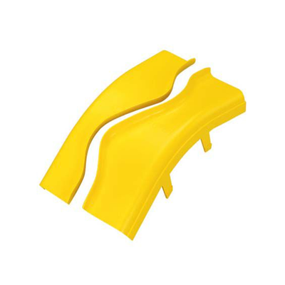 Tapa de Bajada Vertical Exterior de 45º, Para uso con Canaletas 4X4 FiberRunner, Color Amarillo