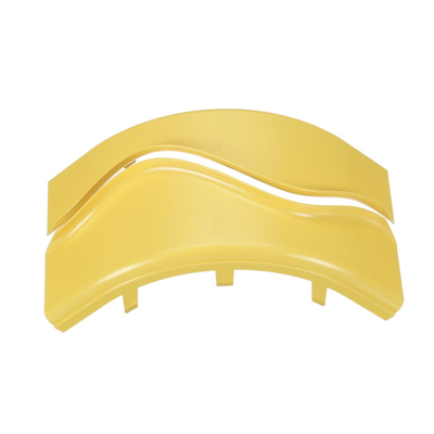 Tapa de Bajada Vertical Exterior de 90º, Para uso con Canaletas 4X4 FiberRunner, Color Amarillo