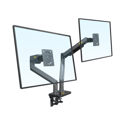 Montaje de Escritorio articulado para 2 monitores de 22-32 / Soporta hasta 15 kg x brazo / Vesa 75 x 75 / 100 x 100 / Acero / Giro: 360°