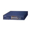 Switch de Escritorio No Administrable / 8 Puertos 10/100/1000T PoE+ 802.3at / 2 Puertos Uplink 10/100/1000T / Presupuesto PoE 120 Watts / Modos Estándar, VLAN y Extend / Distancia Extendida 250 mts / Rackeable