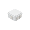Caja de derivación de PVC Auto-extinguible con 6 entradas, tapa atornillada, 100x100x50 MM, (Medidas internas, mayor área permisible para e cable, Para exterior (IP55)