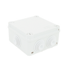 Caja de derivación de PVC Auto-extinguible con 6 entradas, tapa y tornillo de media vuelta de 1/4, 100x100x50 MM (Medidas internas, mayor área permisible para el cable, Para exterior (IP55)
