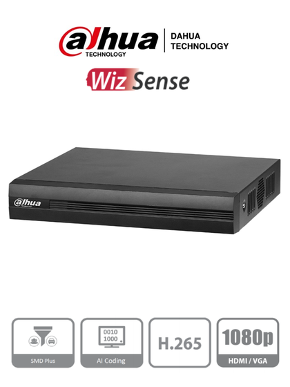 DAHUA XVR1B16-I -DVR de 16 canales 1080p Lite WizSense y Cooper-I. Compatible con H.265+, admite hasta18 canales IP y 8 canales con SMD Plus. Búsqueda inteligente personas y vehículos, codificación eficiente y SmartAudioWizSense DAHQ1M LFVolDH