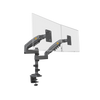 Montaje de Escritorio articulado para 2 monitores de 17 a 27 / Soporta hasta 9kg por monitor / Vesa 75 x 75 / 100 x 100 / Acero / Rotación: 360°