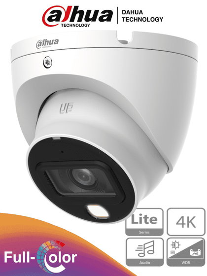 DAHUA HAC-HDW1809TLM-A-LED -Camara Domo Eyeball 4k Full Color/ 8 MP/Lente de 2.8mm/106 Grados de Apertura/ Microfono Integrado/ 20 Metros de Iluminación/ Imagen a Todo Color 24/7/ Super Adapt/ WDR de 120 dB/ Soporta CVI/CVBS/AHD/TVI / 1CM