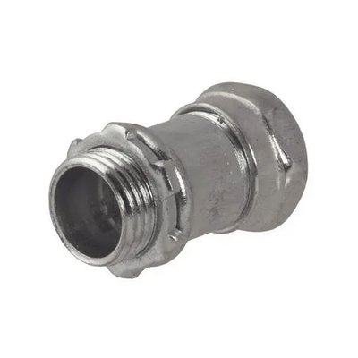 Conector Recto Compresión de Acero Galvanizado para Pared Delgada de 1 1/4.