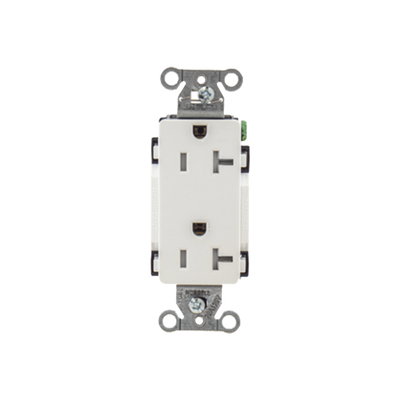 Contacto Duplex Decorador 20 A 125V / Resistente a manipulaciones / 2 Polos 3 Hilos/ Nema 5-20 R / Color Blanco / Grado Industrial.