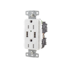 Contacto Dúplex con 2 Puertos USB, 15A 125V, 2 Polos, 3 Hilos, Color Blanco.