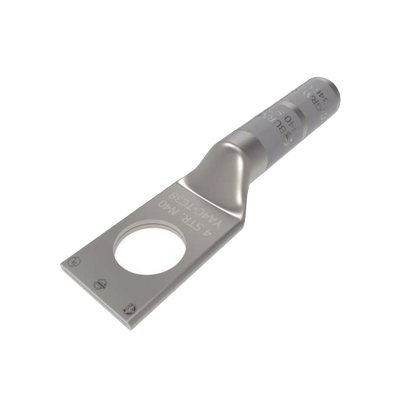 Zapata Terminal de Compresión BURNDY para Tornillo de 1/4 y Calibre 4 AWG /Cañón Largo.