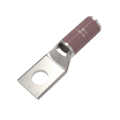 Zapata Terminal de Compresión de Cobre Electrolítico Estañado de Cañón Corto para Tornillo de 1/2 y Calibre 4 AWG.
