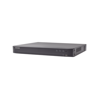 (ACUSENSE / Evita Falsas Alarmas) DVR 4 Megapixel / 16 Canales TURBOHD + 8 Canales IP / 1 Bahía de Disco Duro / Audio por Coaxitron / Salida de Vídeo en Full HD