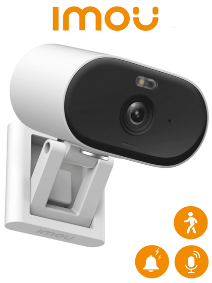 IMOU VERSA IPC-C22FN-C - Cámara IP WiFi IMOU VERSA de 2 MP, con lente de 2.8 mm y 97° de apertura, ofrece compresión H.265, audio bidireccional, sirena, visión nocturna de 20 m, ranura MicroSD, detección de humanos y certificación IP65. MCI2