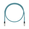 Patch Cord Cat6A de Grado Industrial 600V, Blindado SF/UTP, Calibre 26 AWG, Color Aqua, 60 cm.