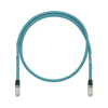 Patch Cord Cat6A de Grado Industrial 600V, Blindado SF/UTP, Calibre 26 AWG, Color Aqua, 5 Metros (16.40 Pies)