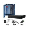 KIT TurboHD 1080p / DVR 16 Canales / 16 Cámaras Bala Policarbonato con Microfono (exterior 2.8 mm) / Transceptores / Conectores / Fuente de Poder Profesional