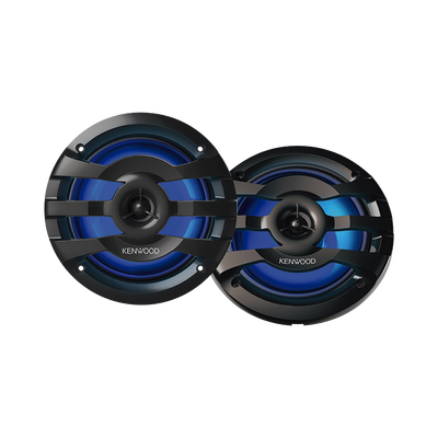 Par de altavoces fabricados en grado marinos en rejilla color negro de 6.5 con iluminación led, potencia máxima de 260 W