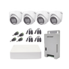 KIT TurboHD 1080p / DVR 4 Canales con audio por coaxitron / 4 Cámaras con Micrófono y 106° Visión/ luz blanca + IR visión nocturna / Transceptores / Conectores / Fuente de Poder Profesional