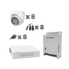 KIT TurboHD 1080p / DVR 8 Canales con audio por coaxitron / 8 Cámaras con Micrófono Integrado 106° Visión/ luz blanca + IR visión nocturna / Transceptores / Conectores / Fuente de Poder Profesional