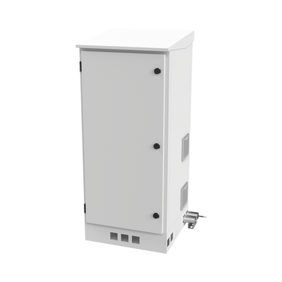 Gabinete de Piso para Exterior con Ventiladores y Termostato con Rack de 19 de 16 U + Espacio para Baterías, Se envía el Gabinete Armado.