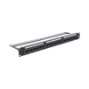 Panel de parcheo de impacto (110) UTP de 24 puertos Cat6A, 19in, con barra para Organizar cables y espacio para Etiqueta