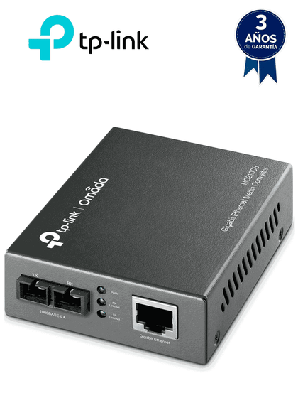 TP-LINK MC210CS - Convertidor de Fibra Óptica Monomodo con 1 puerto RJ45 10/100/1000 Mbps y puerto de fibra óptica SC 1000 Mbps. Alcance de hasta 20 km. Plug and play. MCI2