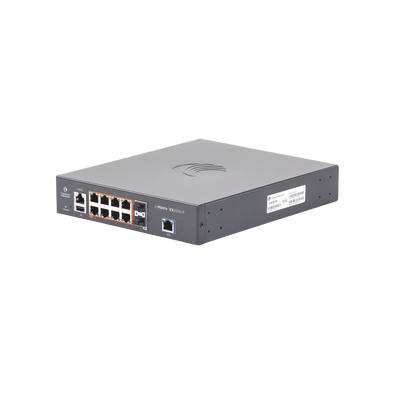 Switch cnMatrix EX2010-P capa 3 de 10 puertos(8 PoE Gigabit 802.3af/at, 2 SFP, 1 consola, 1 MNGMT, 1 USB) administración desde la Nube (MX-EX2010PXA-U)