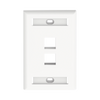 Placa de Pared Vertical, Salida Para 2 Puertos Keystone, Con Espacios Para Etiquetas, Color Blanco