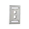 Placa de Pared Vertical, Salida Para 2 Puertos Keystone, Con Espacios Para Etiquetas, de Acero Inoxidable