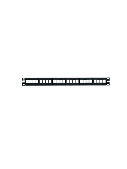 PANDUIT NKFP24Y - Panel de Parcheo NetKey Keystone, 24 puertos, 1 RU / Negro / Hasta 24 módulos Keystone para aplicaciones no blindadas / Panel descargado o vacío