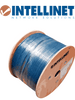 INTELLINET 705042 Bobina de Cable Cat6a, CM S/FTP, Rollo de 305 m, Filamento sólido 100% cobre, Clasificación CM, Azul, empaque en carrete