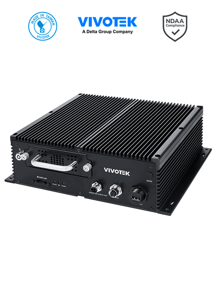 VIVOTEK NV9321P - NVR móvil 8 canales, 2 Bahias SSD 2.5, 8 puertos PoE M12, 1 puerto GE, 1 puerto HDMI, 1 puerto VGA, G-Sensor, GPS, 8xDI/4xDO, Salida de audio, EN50155:2021, MIL-STD-810G, ONVIF, WiFi opcional, LTE opcional